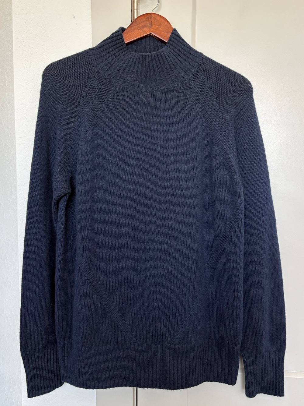ALLUDE CASHMERE STAND-UP COLLAR SWEATER BLUE WOMEN’S LARGE